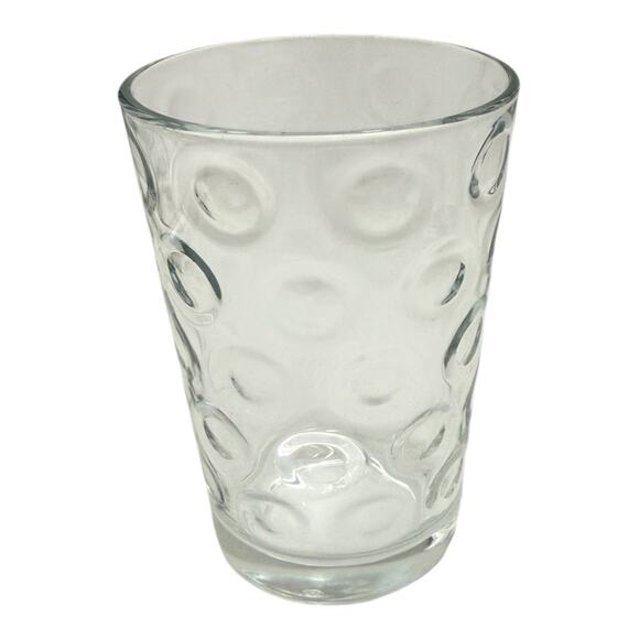Pasabahce 6 oz Vintage Optic Dot Circle Glass Tumbler Set of 5 Juice Glasses 4"h - Picture 2 of 8